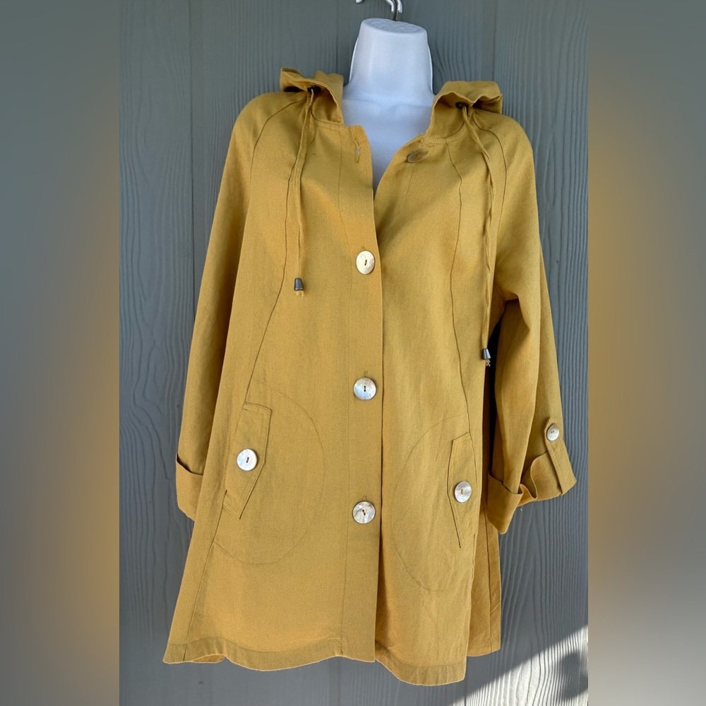 132*. Jones & CO New York Women's Mustard-Yellow Hooded Jacket